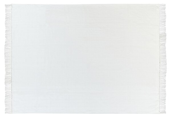 Deka biela bavlna 150 x 200 cm vzor chevron so strapcami prikrývka pléd klasický štýl spálňa