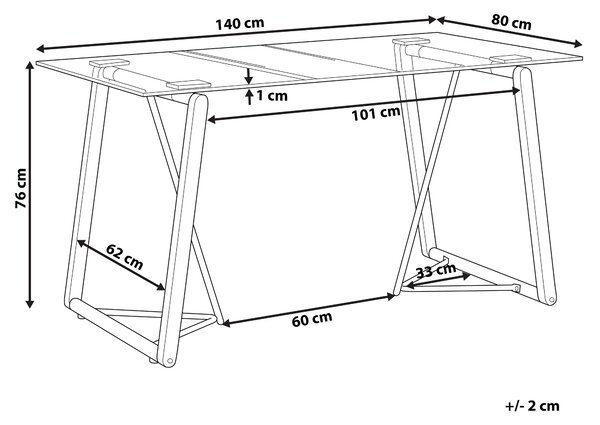 Jedálenský stôl priehľadný čierna svetlé drevo bezpečnostné sklo kov 140 x 80 cm obdĺžnikový tvar pre 6 osôb moderný štýl kuchyňa jedáleň