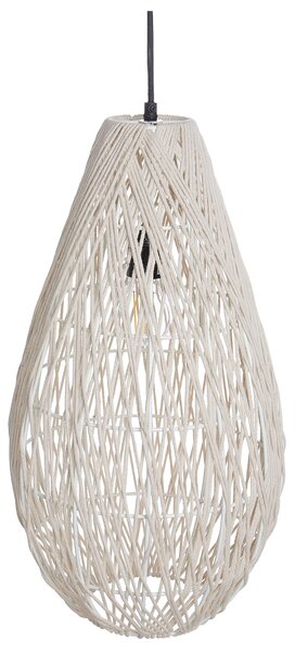 Závesná lampa béžová tienidlo z bavlnených nití osvetlenie do interiéru prírodný štýl japandi