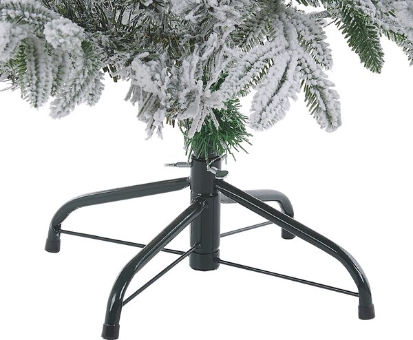 Umelý vianočný stromček biely PVC kovový podstavec 120 cm zasnežené vetvy škandinávsky štýl