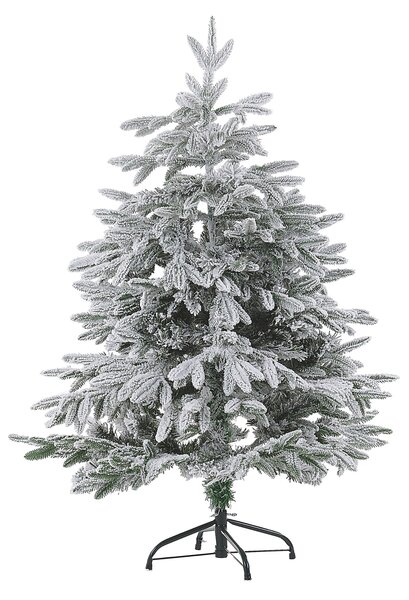 Umelý vianočný stromček biely PVC kovový podstavec 120 cm zasnežené vetvy škandinávsky štýl