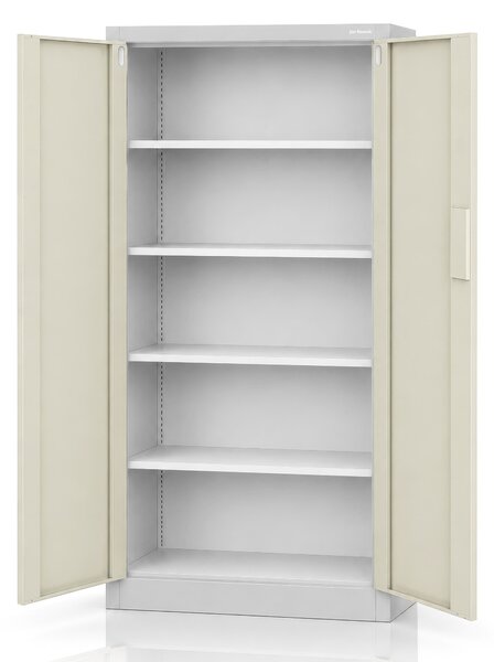 Kovová kancelárska skriňa so zámkom na kód sivá, dub sonoma, 900x1850x400 mm: DANIEL Eco Design