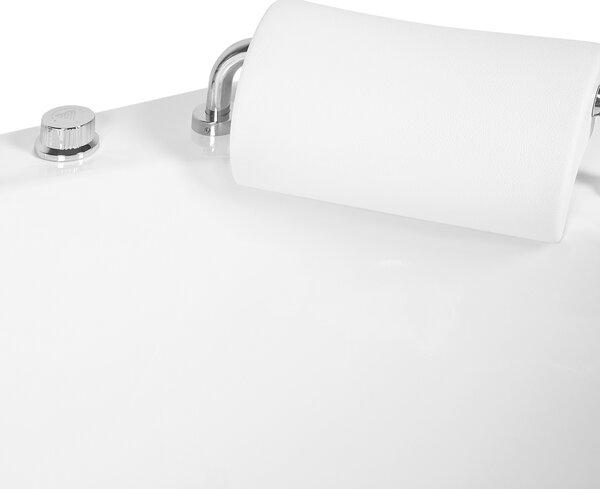 Rohová vírivá vaňa biela s hydromasážnou funkciou 187 x 136 cm s LED osvetlením moderný štýl kúpeľňa