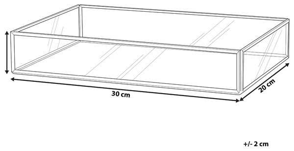 Ozdobný podnos strieborný kovový rám sklo so zrkadlovým efektom 30 x 20 cm obdĺžnikový elegantný