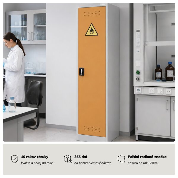 Stĺpová chemická skriňa na chemikálie BHP sivožltá, 500x1850x400 mm: PETER