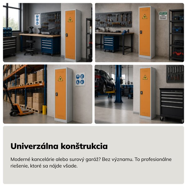 Stĺpová chemická skriňa na chemikálie BHP sivožltá, 500x1850x400 mm: PETER