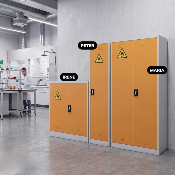 Nízka chemická skriňa na chemikálie BHP sivožltá, 1000x1040x400 mm: IRENE