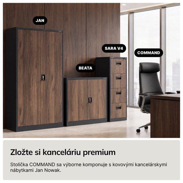 Kožené kancelárske kreslo pre riaditeľa čierne: COMMAND