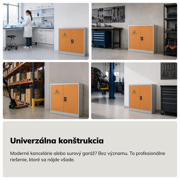 Nízka chemická skriňa na chemikálie BHP sivožltá, 1000x1040x400 mm: IRENE