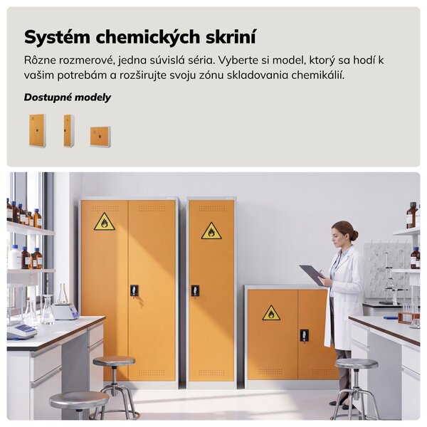 Nízka chemická skriňa na chemikálie BHP sivožltá, 1000x1040x400 mm: IRENE