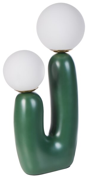 Stolná lampa zelená biela okrúhle sklenené tienidlá podstavec v tvare U moderný štýl obývačka spálňa