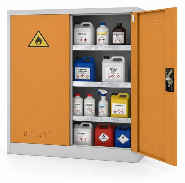 Nízka chemická skriňa na chemikálie BHP sivožltá, 1000x1040x400 mm: IRENE