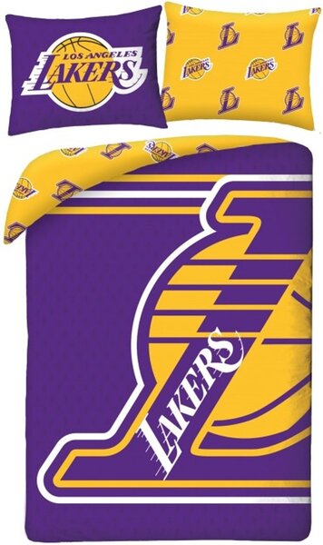 Obojstranné posteľné obliečky z mikrovlákna Los Angeles Lakers - NBA - 70x90 cm + 140x200 cm
