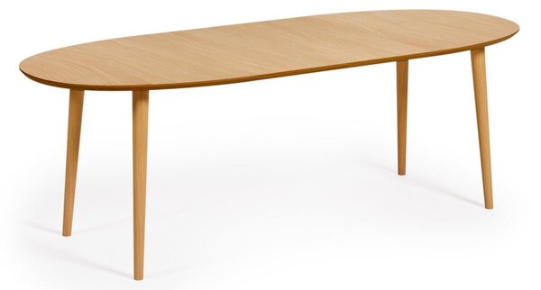 Rozkladací jedálenský stôl v dekore duba v prírodnej farbe 90x140 cm Oqui – Kave Home