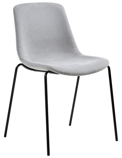 Sada 4 jedálenských stoličiek sivá polyester železné nohy ochranné podložky bez opierok rúk moderný minimalistický dizajn jedáleň