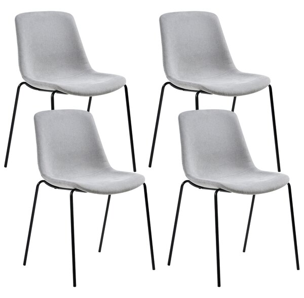 Sada 4 jedálenských stoličiek sivá polyester železné nohy ochranné podložky bez opierok rúk moderný minimalistický dizajn jedáleň