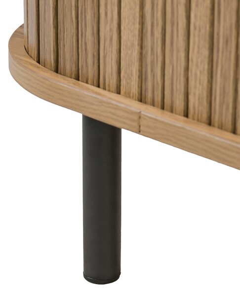 Konferenčný stolík svetlé drevo čierne nohy MDF kov 120 x 60 retro štýl posuvné dvierka úložný priestor obývacia izba