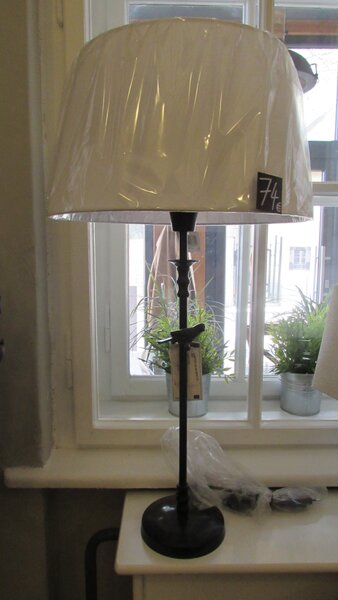 FEDORA Home Lampa stolná čierna s vtáčikom s bielym tienidlom, výška 74 cm