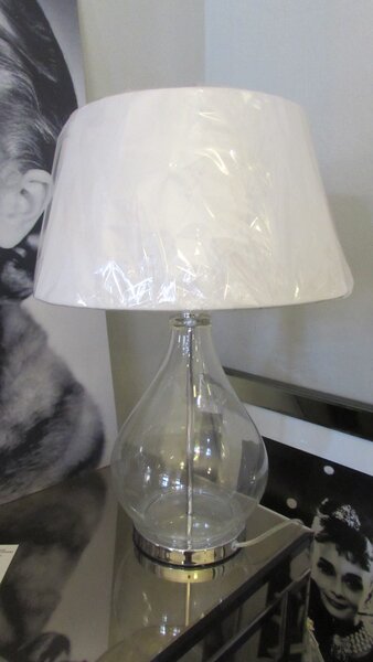 FEDORA Home Lampa stolná sklená s bielym tienidlom, výška 51 cm