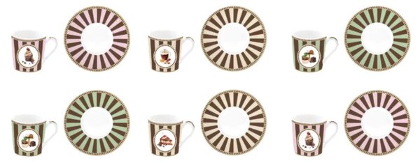 FEDORA Home Set pre 6 osôb - porcelánový hrnček espresso s tanierikom, 100ml, Coffee Mania Sweet Moments