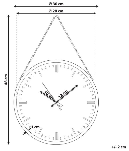 Nástenné hodiny čierne medený rám syntetický materiál ø 30 cm bytové doplnky moderný dizajn