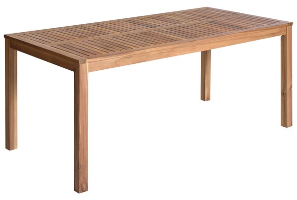 Záhradný jedálenský stôl svetlohnedý akáciové drevo 180 x 90 cm obdĺžnikový tvar pre 8 osôb moderný rustikálny štýl interiér exteriér