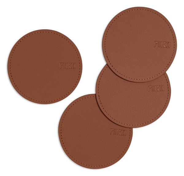Miiko Design Podtácok 10cm, recyklovaná koža / hnedý
