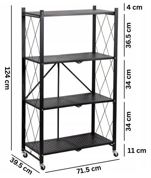Stackmax™ Skladací Kovový Regál - 4 úrovne, Biela