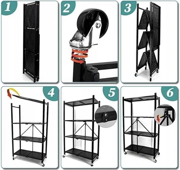 Stackmax™ Skladací Kovový Regál - 4 úrovne, Biela