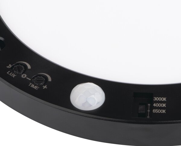 Kanlux 24605 - LED Svietidlo so senz. 2v1 ERGA LED/17W/230V 3000/4000/6500K čierna