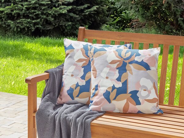 Sada 2 záhradných vankúšov viacfarebná polyester 45 x 45 cm kvetinový vzor moderný štýl vonkajšie dekorácie vodoodolná