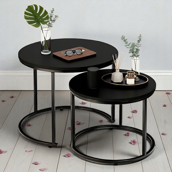 Dekorstudio Set 2ks čiernych kávových stolíkov LOFT DUO 60/40cm