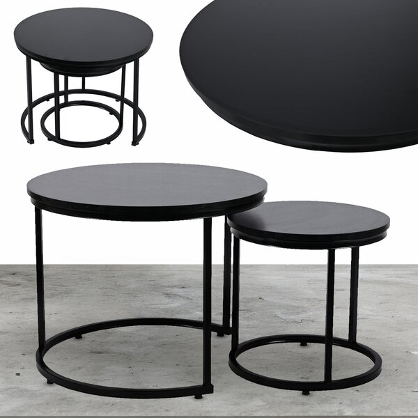 Dekorstudio Set 2ks čiernych kávových stolíkov LOFT DUO 60/40cm