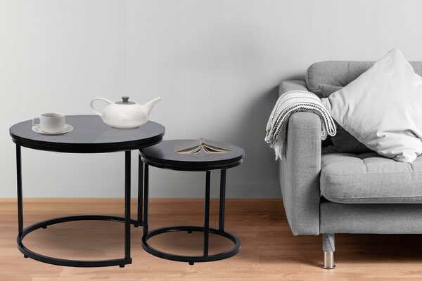 Dekorstudio Set 2ks čiernych kávových stolíkov LOFT DUO 60/40cm