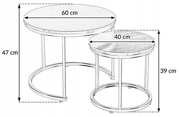 Dekorstudio Set 2ks čiernych kávových stolíkov LOFT DUO 60/40cm