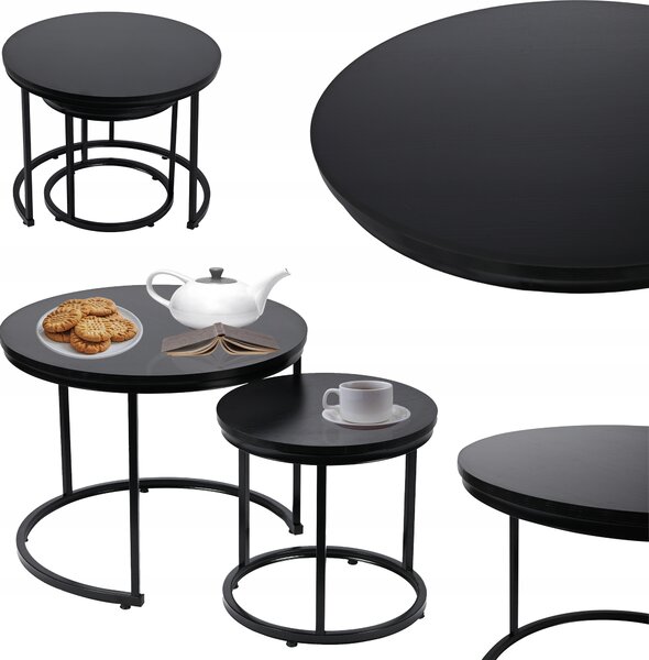 Dekorstudio Set 2ks čiernych kávových stolíkov LOFT DUO 60/40cm