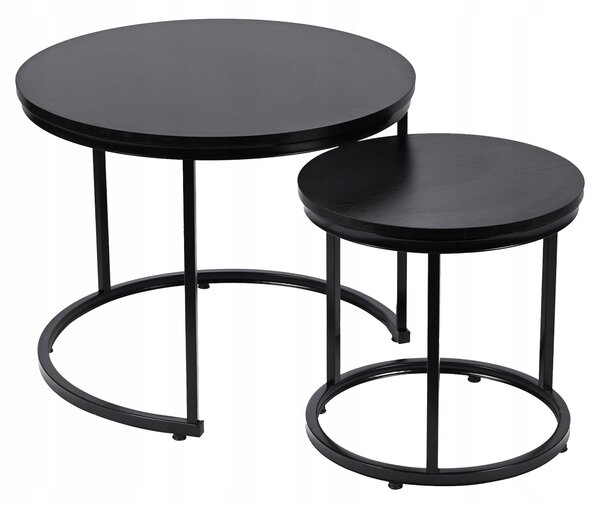 Dekorstudio Set 2ks čiernych kávových stolíkov LOFT DUO 60/40cm