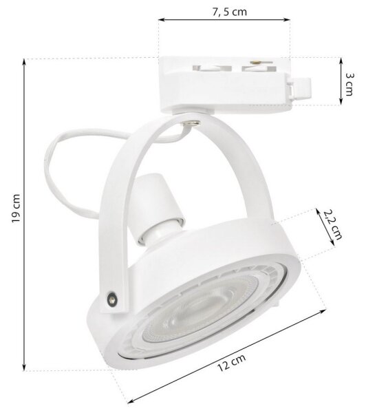 Bodové svietidlo do lištového systému LUGAR 1xAR111 - GU10/25W/230V