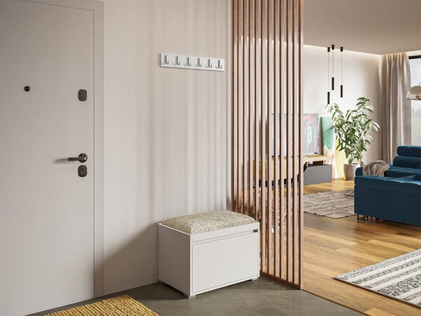 Mirjan24 Nábytok do predsiene Konkor 60 + čalúnený nástenný panel Pag 60x30, Farby: biela, Farba čalúnenia:: Manila 35 5903211043987