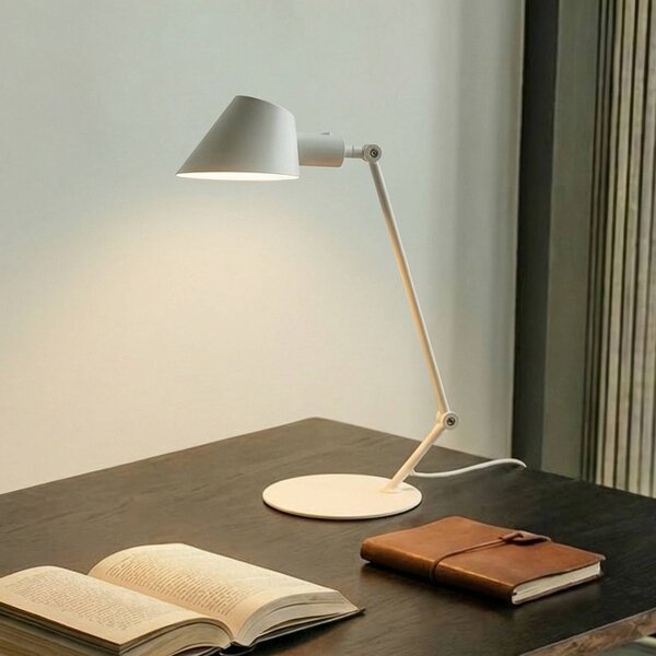 Stolná lampa Lindby Corali, biela, kov, výška 64 cm, Biela / opálová, Obývacia izba / jedáleň, kov, Moderný, Stojacie svietidlo