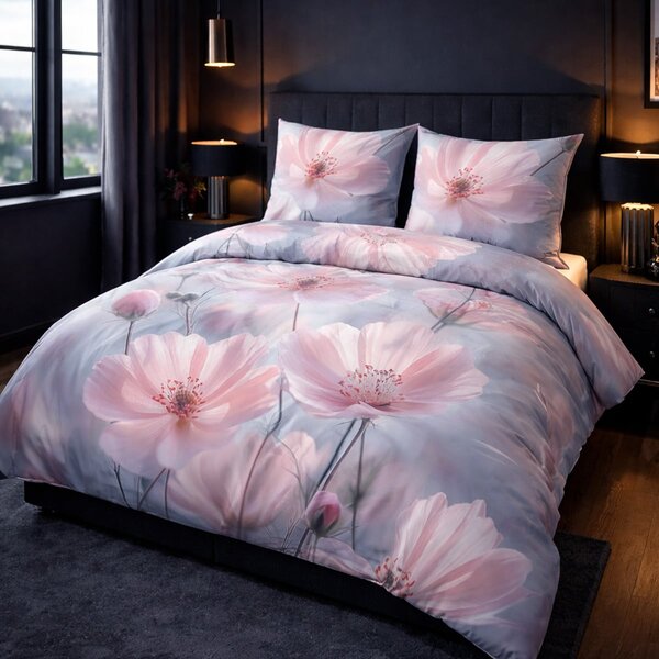 SATÉNOVÉ OBLIEČKY SATYNLOVE PREMIUM 180X200 CM, 2KS 70X80 CM KVETY