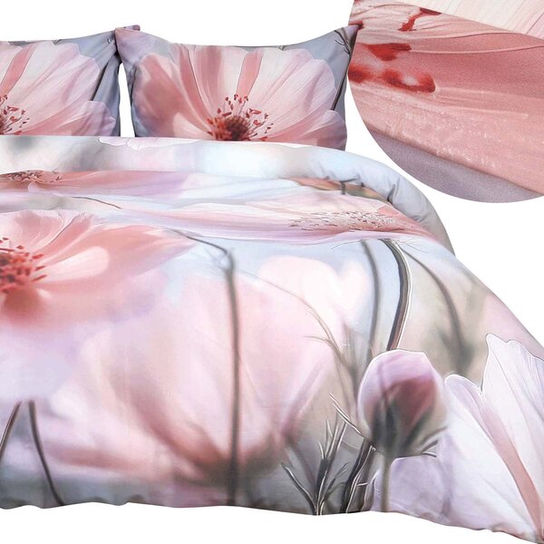 SATÉNOVÉ OBLIEČKY SATYNLOVE PREMIUM 180X200 CM, 2KS 70X80 CM KVETY