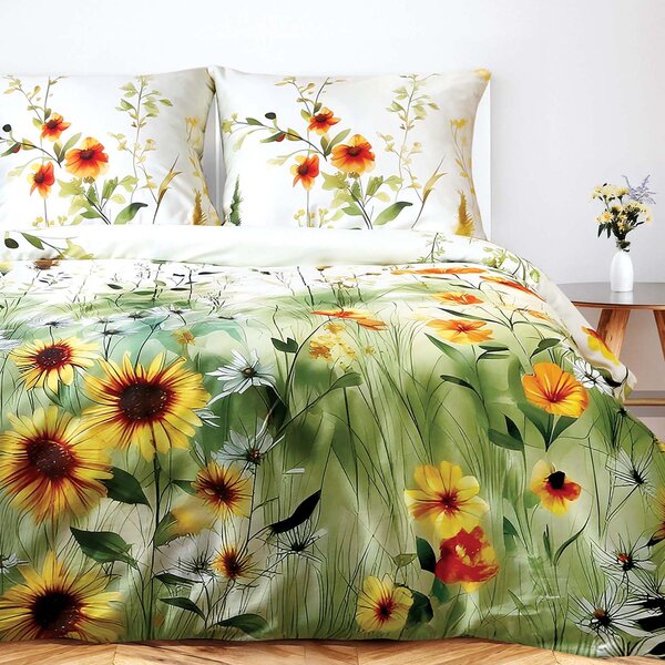 SATÉNOVÉ OBLIEČKY SATYNLOVE PREMIUM 180X200 CM, 2KS 70X80 CM KVETY