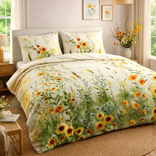 SATÉNOVÉ OBLIEČKY SATYNLOVE PREMIUM 180X200 CM, 2KS 70X80 CM KVETY