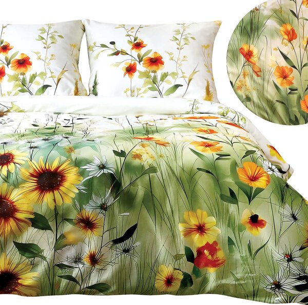 SATÉNOVÉ OBLIEČKY SATYNLOVE PREMIUM 180X200 CM, 2KS 70X80 CM KVETY