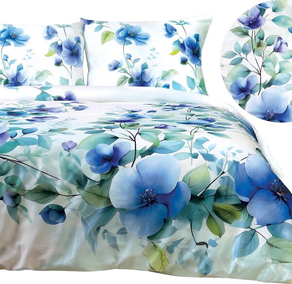 SATÉNOVÉ OBLIEČKY SATYNLOVE PREMIUM 180X200 CM, 2KS 70X80 CM KVETY