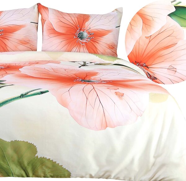 SATÉNOVÉ OBLIEČKY SATYNLOVE PREMIUM 160X200 CM, 2KS 70X80 CM KVETY