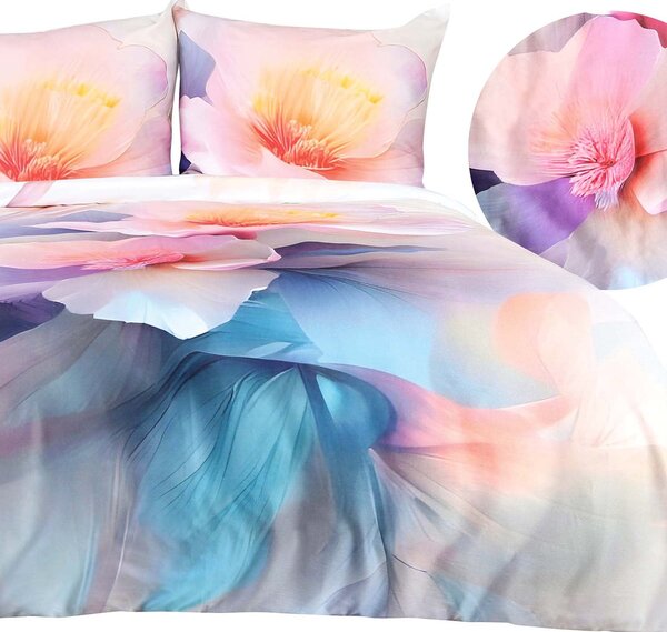 SATÉNOVÉ OBLIEČKY SATYNLOVE PREMIUM 160X200 CM, 2KS 70X80 CM KVETY