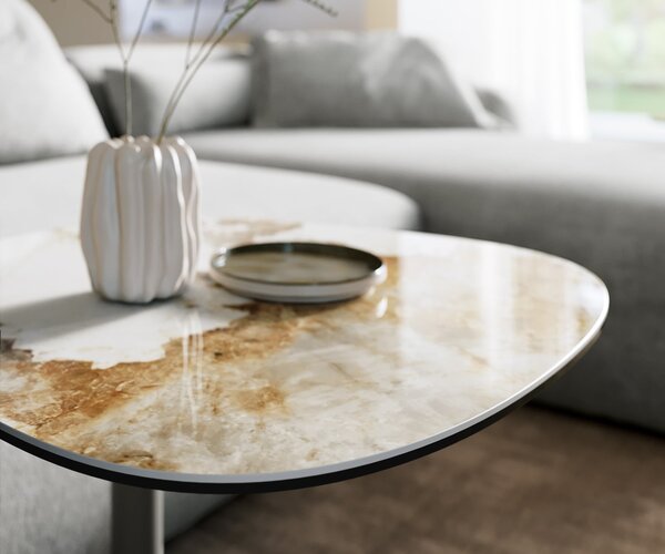 DELIFE Konferenčný stolík Edge Boot 60x60 cm keramika Minas Melange Eleny kov efektfinish titán
