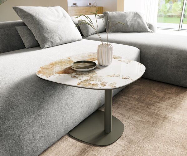 DELIFE Konferenčný stolík Edge Boot 60x60 cm keramika Minas Melange Eleny kov efektfinish titán
